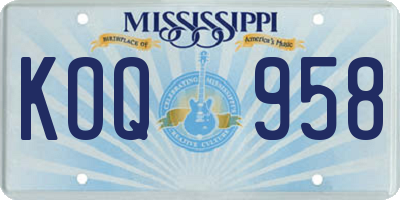 MS license plate KOQ958