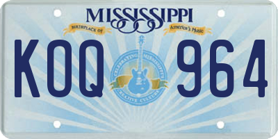 MS license plate KOQ964