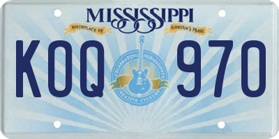 MS license plate KOQ970