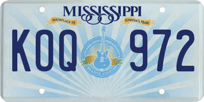 MS license plate KOQ972