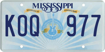 MS license plate KOQ977