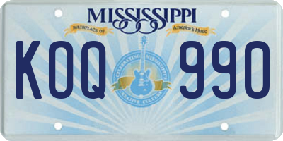 MS license plate KOQ990