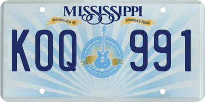 MS license plate KOQ991