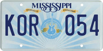 MS license plate KOR054
