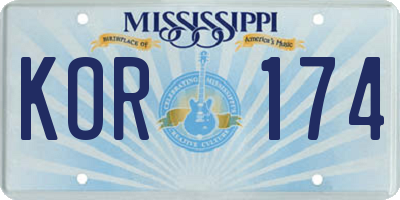 MS license plate KOR174
