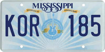 MS license plate KOR185
