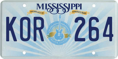MS license plate KOR264