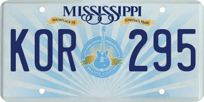 MS license plate KOR295
