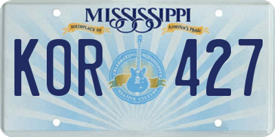 MS license plate KOR427