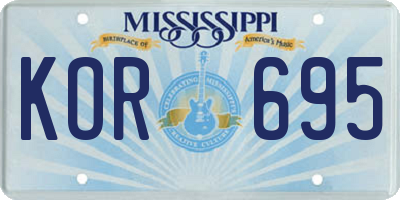 MS license plate KOR695