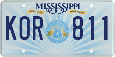 MS license plate KOR811