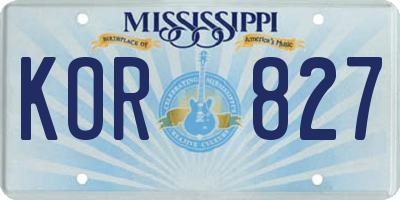 MS license plate KOR827