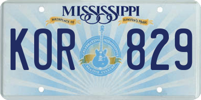 MS license plate KOR829