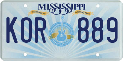 MS license plate KOR889