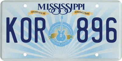 MS license plate KOR896