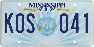MS license plate KOS041