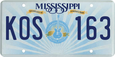 MS license plate KOS163