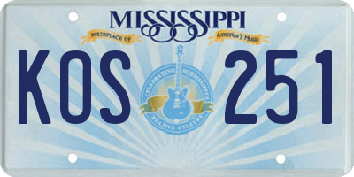 MS license plate KOS251