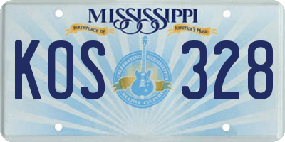 MS license plate KOS328