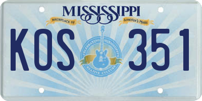 MS license plate KOS351