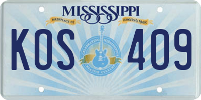 MS license plate KOS409
