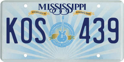 MS license plate KOS439
