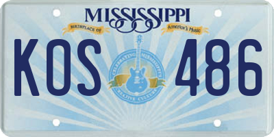 MS license plate KOS486