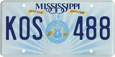 MS license plate KOS488