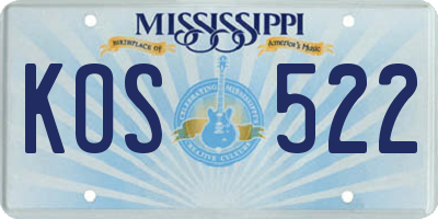 MS license plate KOS522