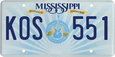 MS license plate KOS551