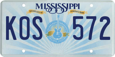 MS license plate KOS572