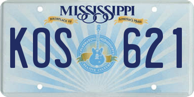 MS license plate KOS621