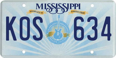 MS license plate KOS634