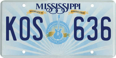 MS license plate KOS636