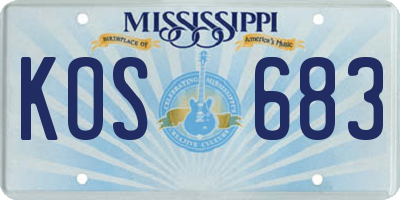 MS license plate KOS683