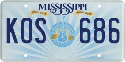 MS license plate KOS686