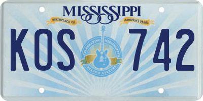 MS license plate KOS742