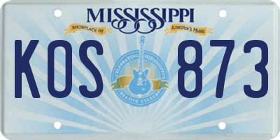 MS license plate KOS873