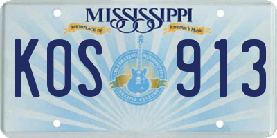 MS license plate KOS913