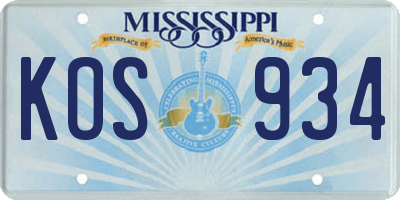MS license plate KOS934