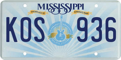 MS license plate KOS936