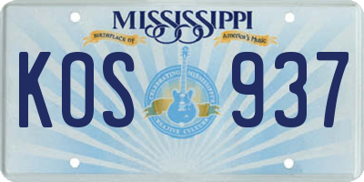 MS license plate KOS937