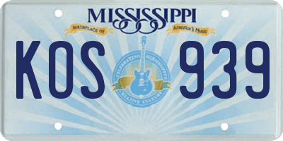 MS license plate KOS939