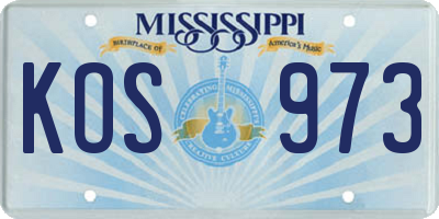 MS license plate KOS973