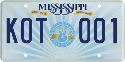 MS license plate KOT001