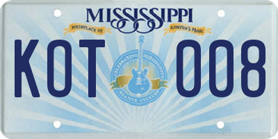 MS license plate KOT008