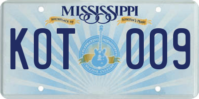 MS license plate KOT009
