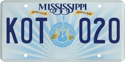MS license plate KOT020