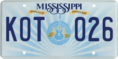 MS license plate KOT026