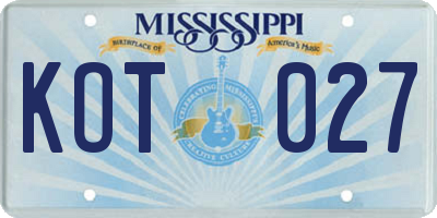 MS license plate KOT027